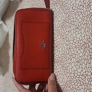 Coach red full zip wallet